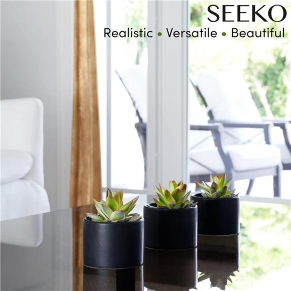 Fake Plants Artificial Succulents in Pots - 3 Pack Faux Potted Plant Décor,Small - Picture 3 of 6